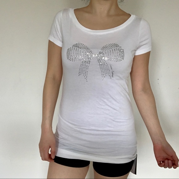 π Armani Exchange white embellished tee sz S - Picture 1 of 8